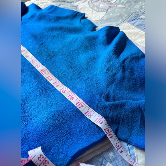 80s Vintage Northern Traditions Womens Blue 100% Silk Floral Flowy Top Small - Picture 9 of 10